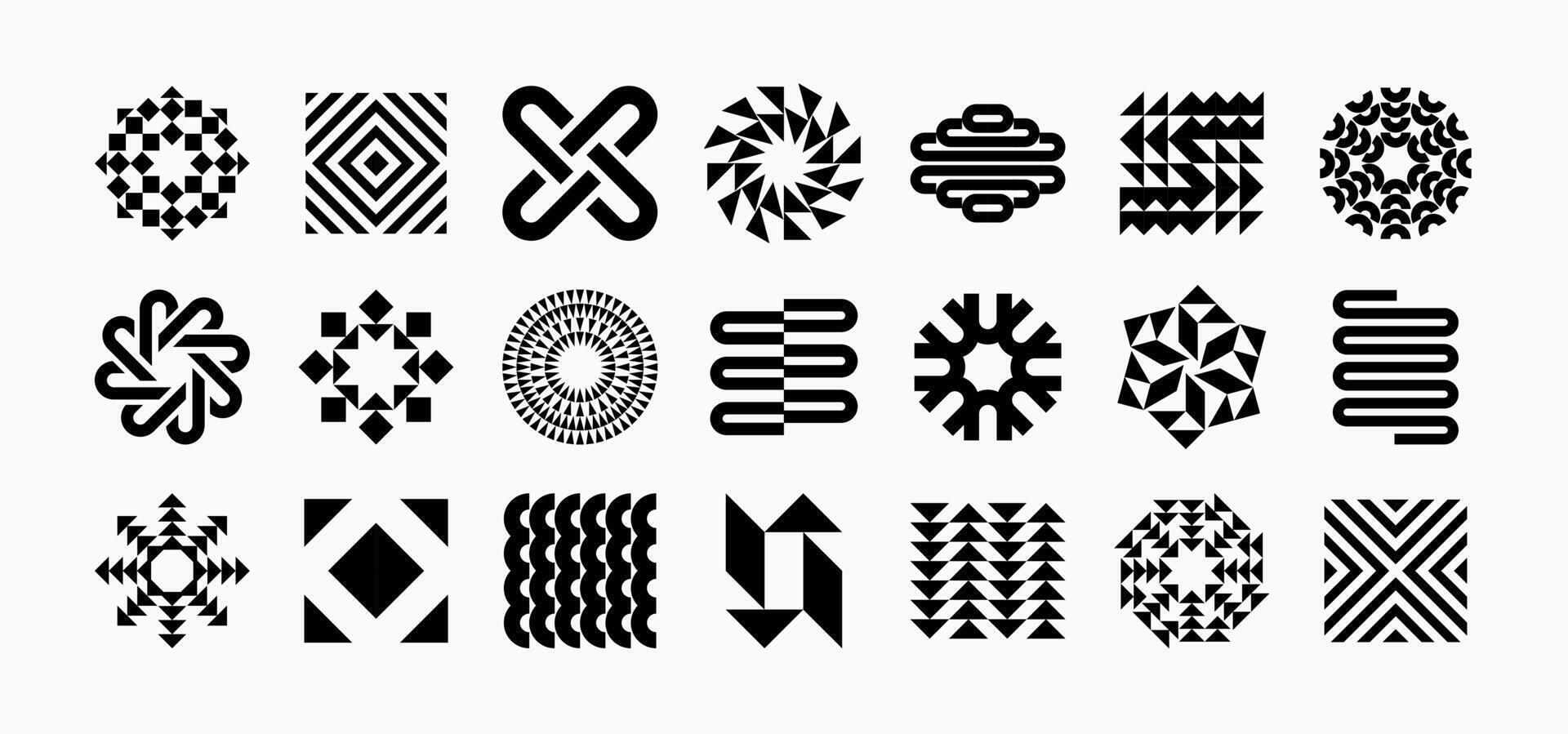 Digital technology abstract logo icon design set vector