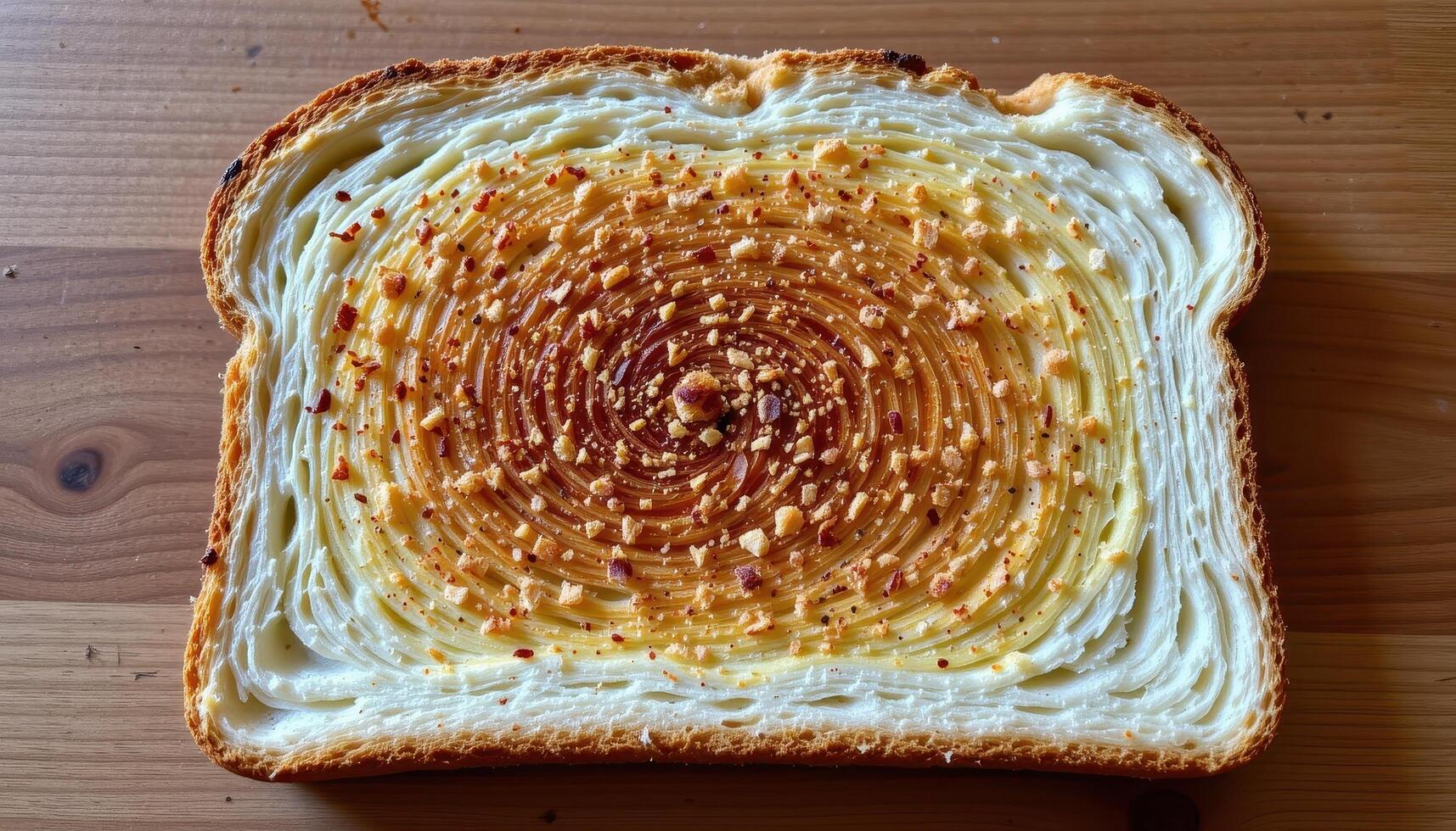 Toast with visible gradient from light to dark brown across the surface. photo