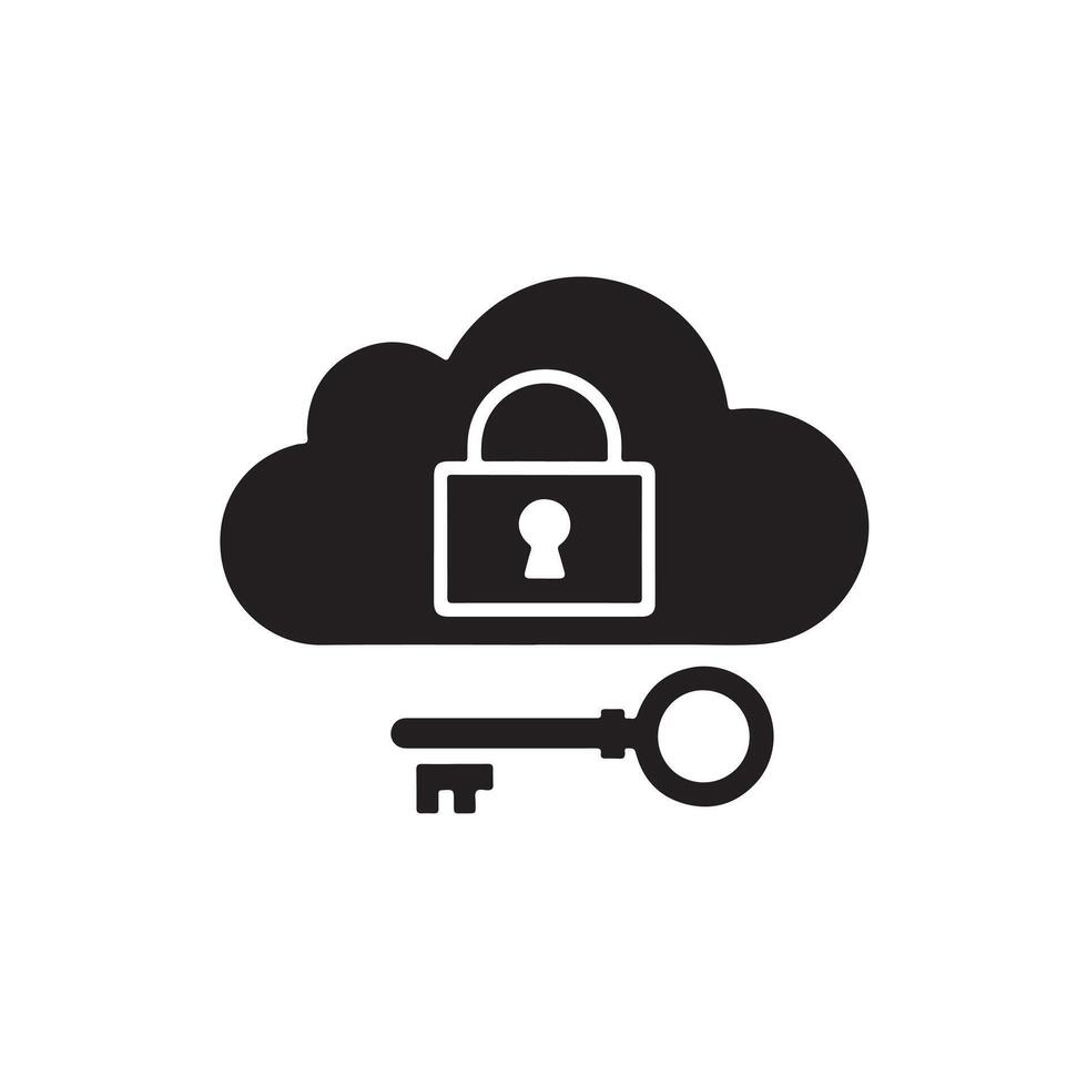 cloud security icon with key and lock vector