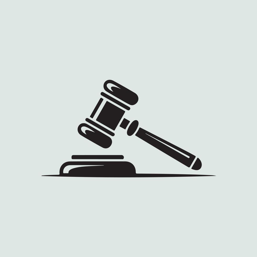 a judge's gavel icon on a light background vector
