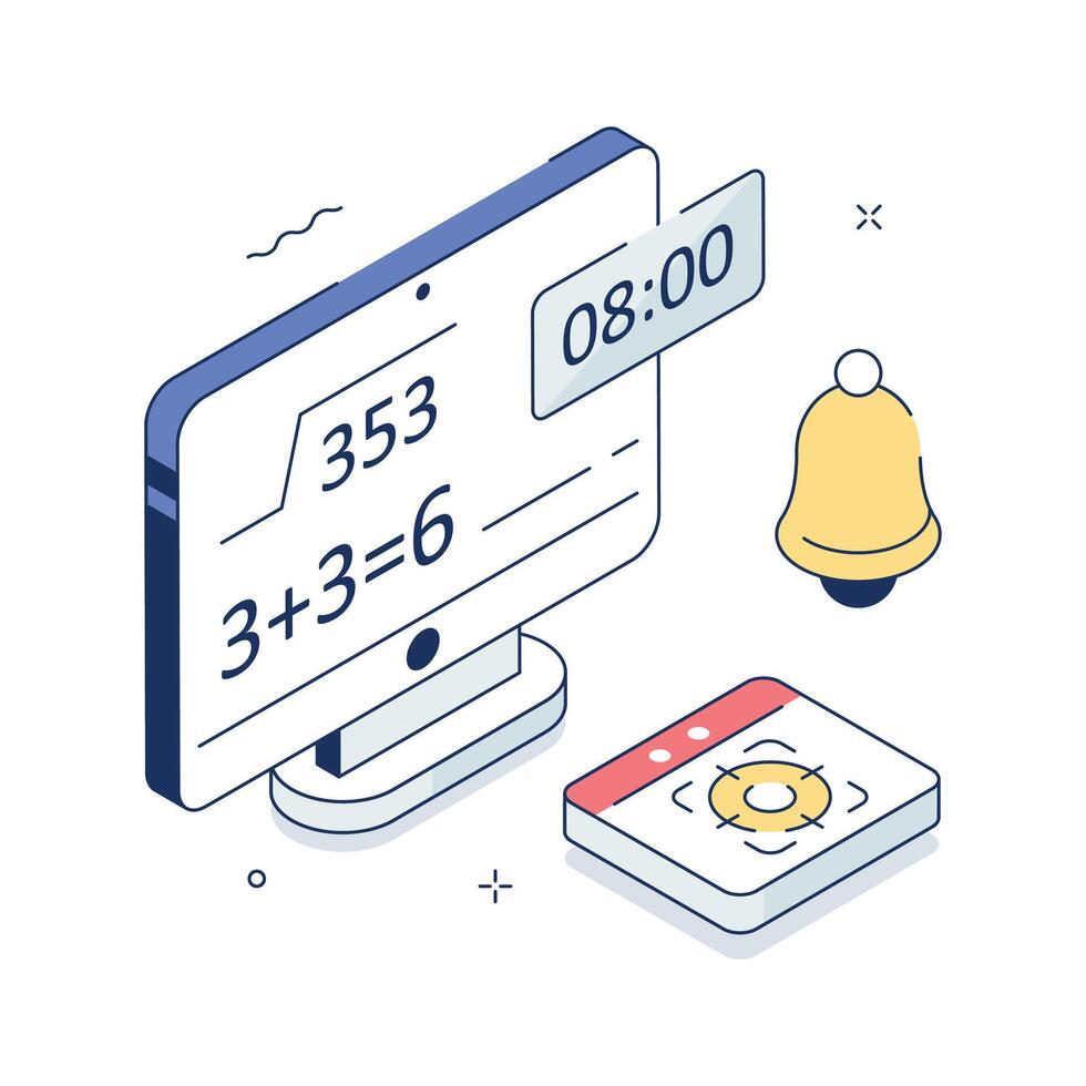 Digital math learning interface illustration vector