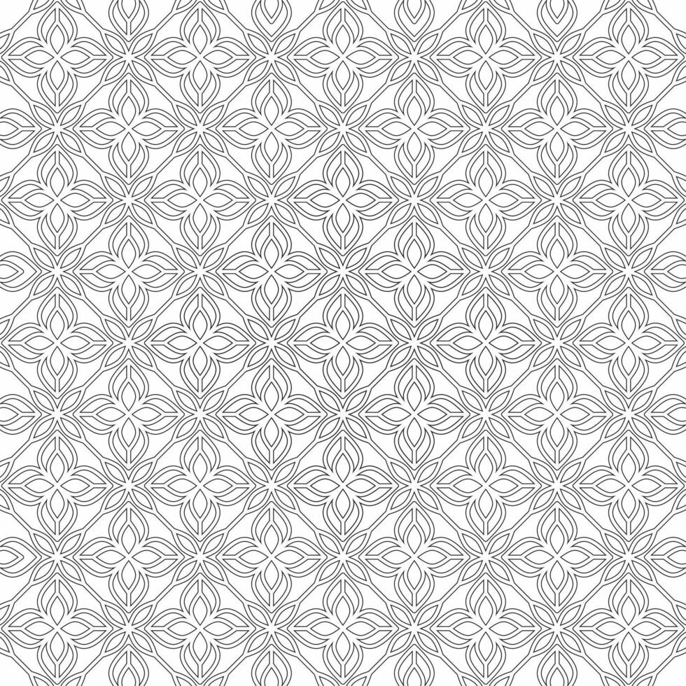 Seamless geometric lines pattern with simple four petal leaf shapes on white background. Suitable for various creative projects. vector