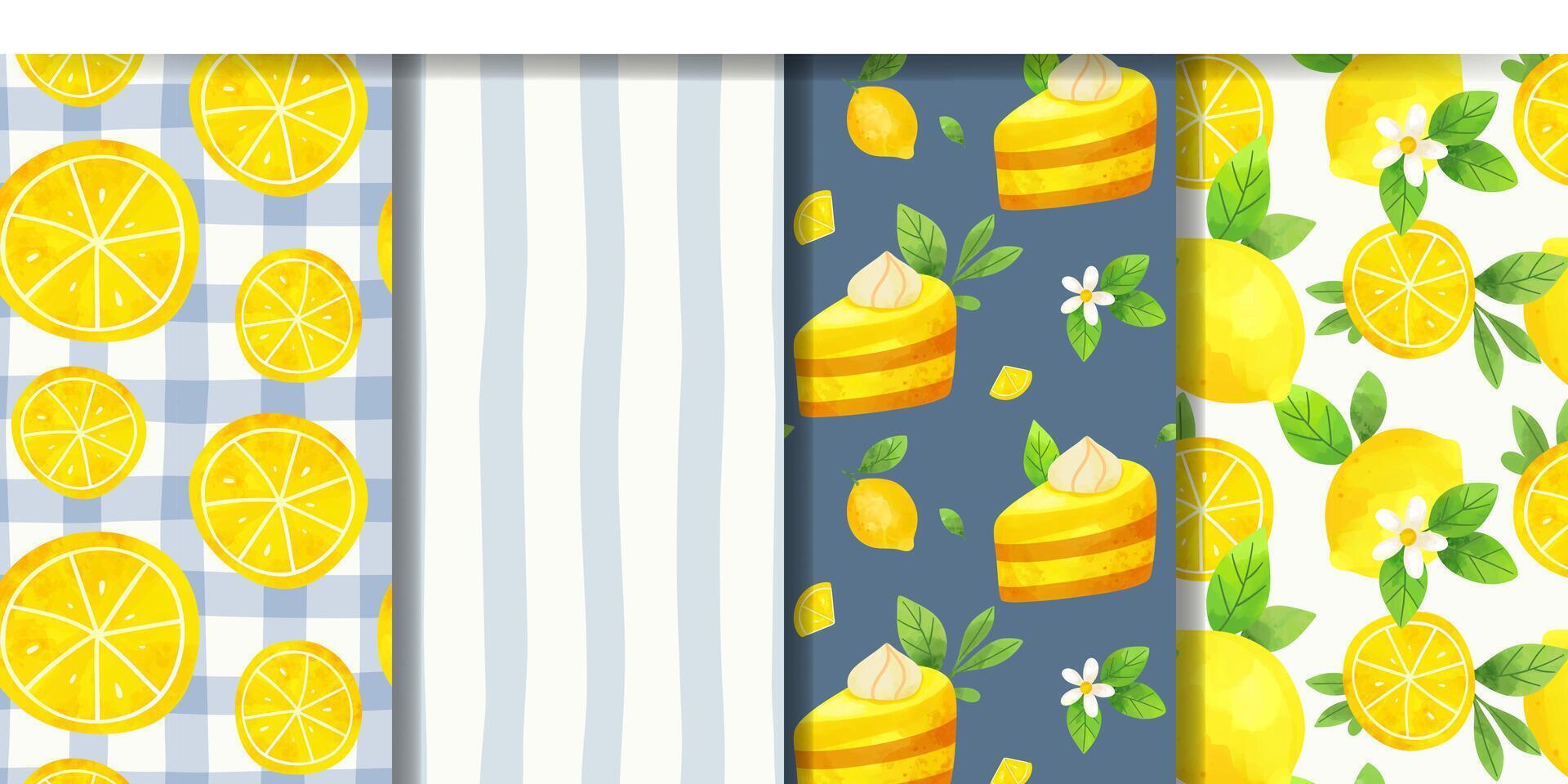 Colorful lemon patterns and designs vector