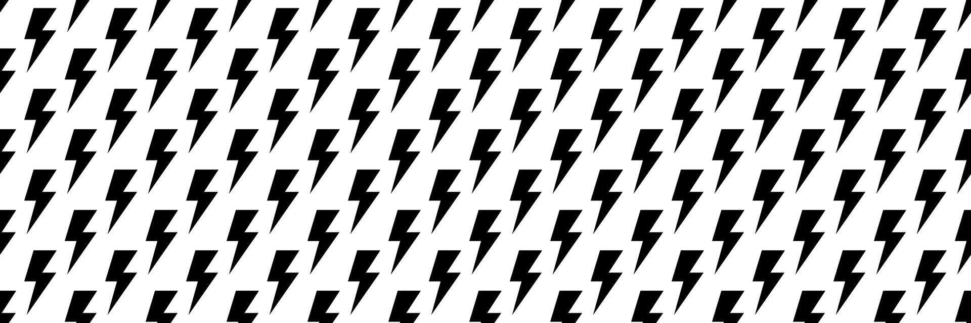 horizontal seamless black thunderbolt design for pattern and background. vector