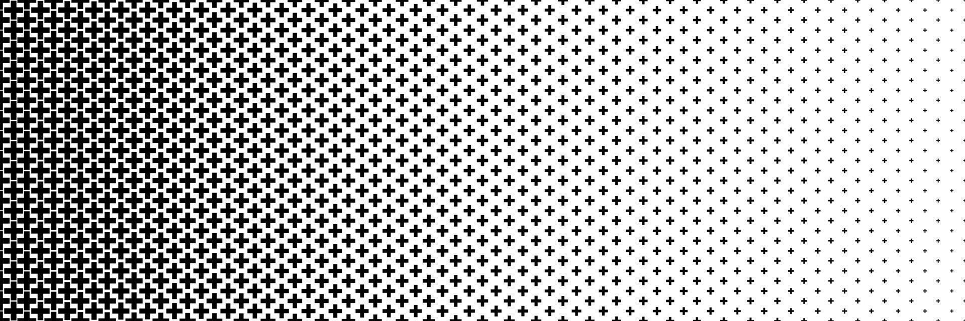 black halftone of cross and plus design for pattern and background. vector
