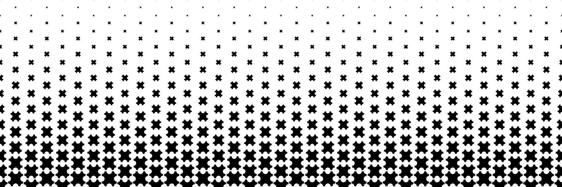 horizontal halftone of black cross jigsaw design for pattern and background. vector