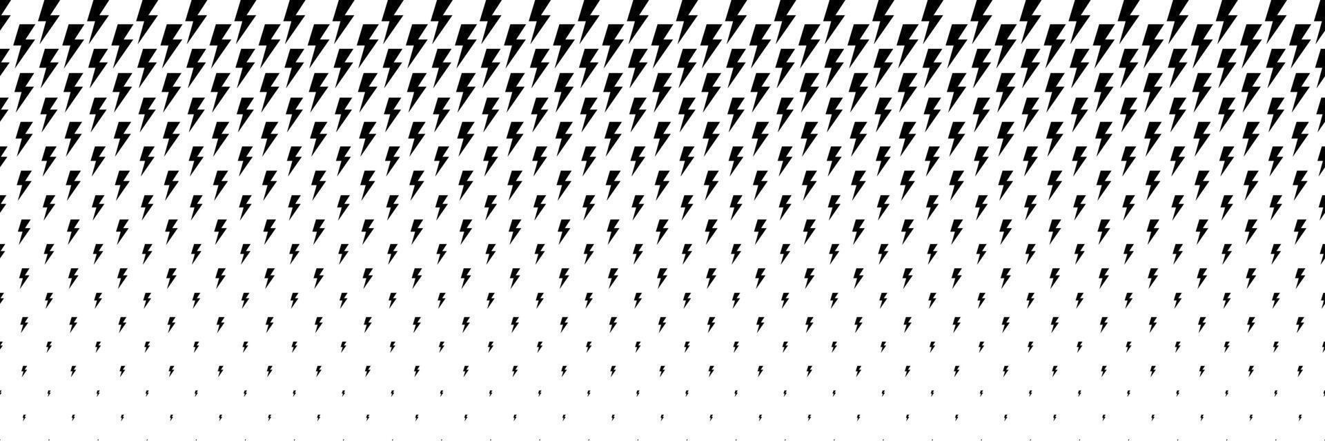horizontal halftone of black thunderbolt design for pattern and background. vector