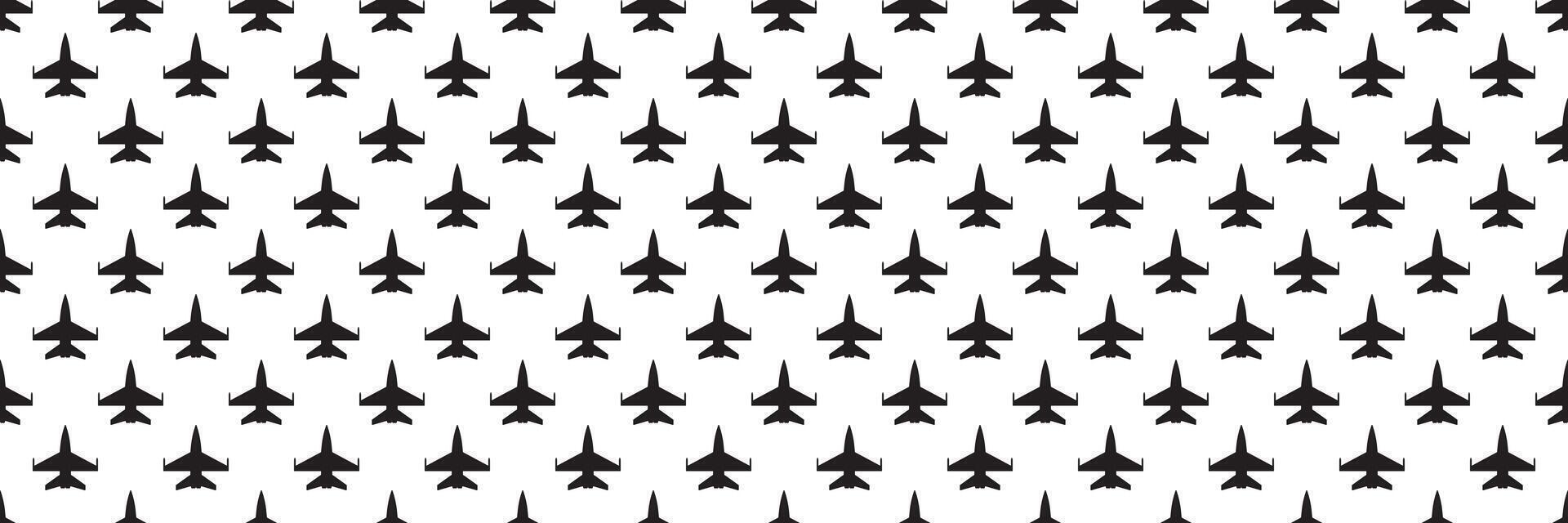 horizontal seamless of black fighter plane for pattern and background. vector