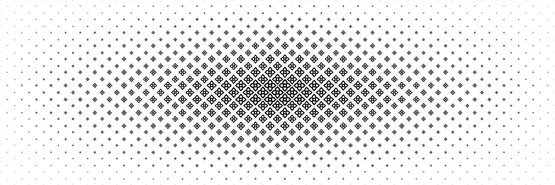 horizontal halftone of black beautiful digital flower spread form center for pattern and background. vector