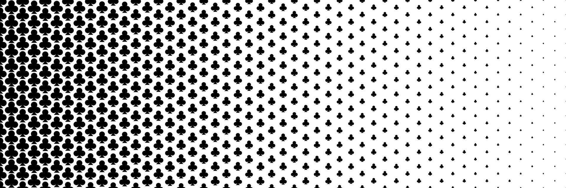 horizontal black halftone of clubs icon of playing card design for pattern and background. vector