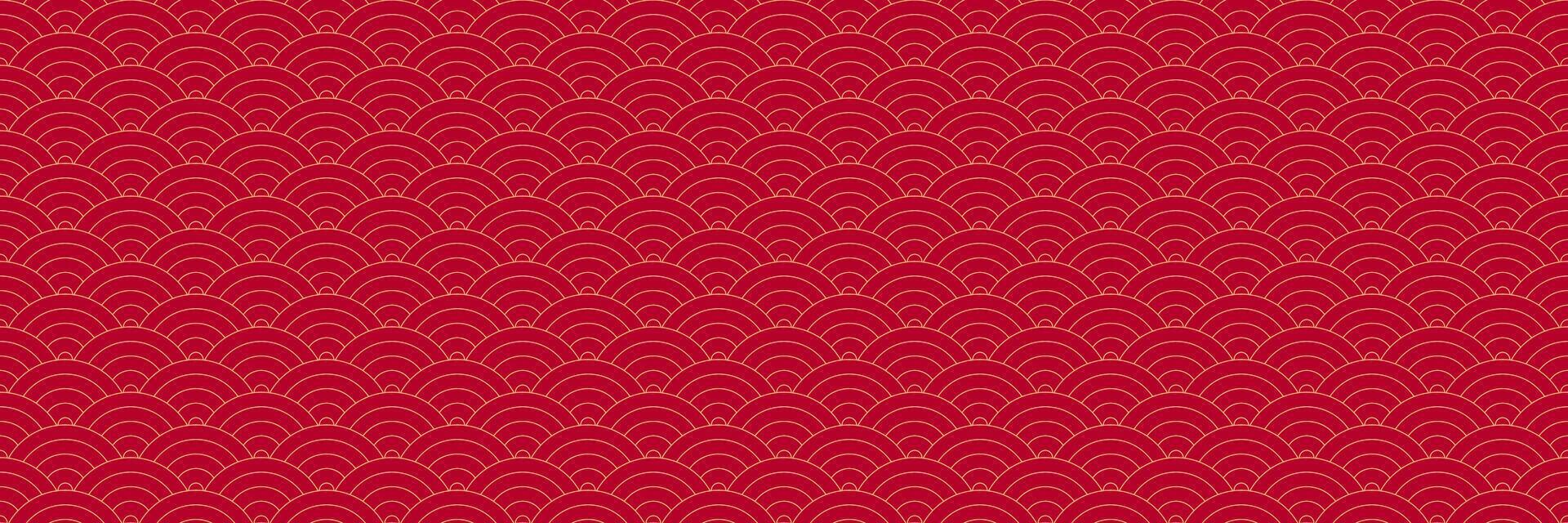 gold line oriental design on red for pattern and background. vector