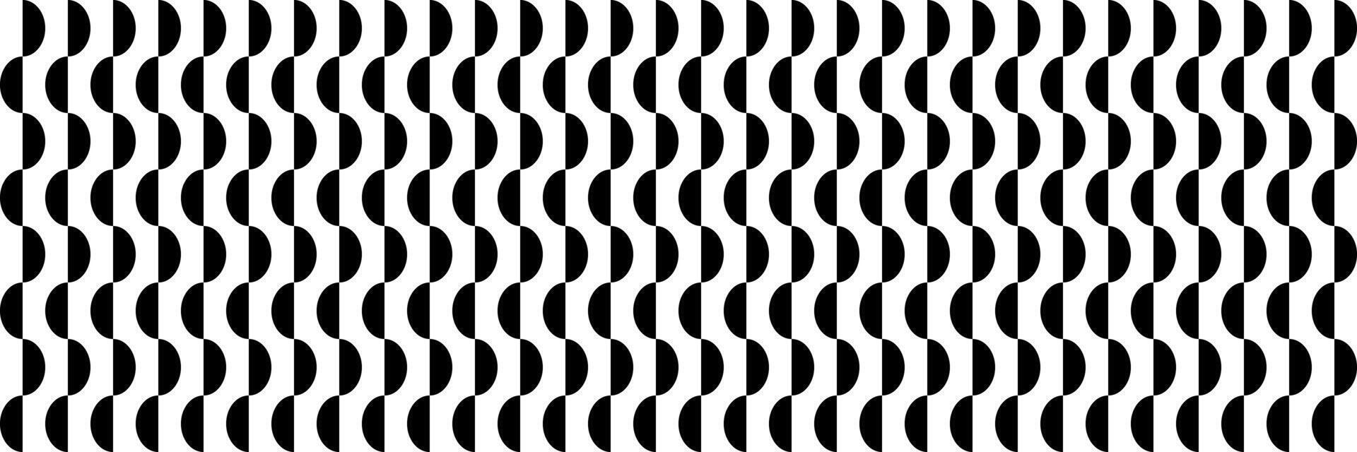 horizontal seamless black and white semi circle pattern for design and background. vector