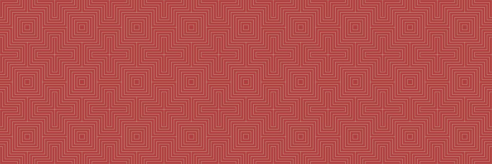 horizontal seamless peach lined art square on red pattern for design and background. vector