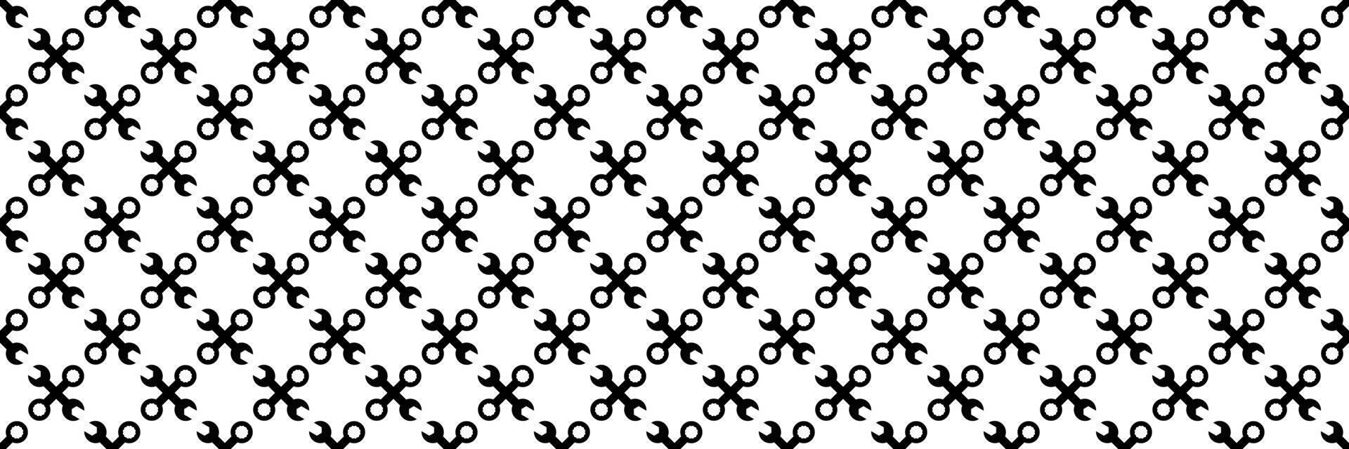 horizontal black cross wrench pattern and background. vector