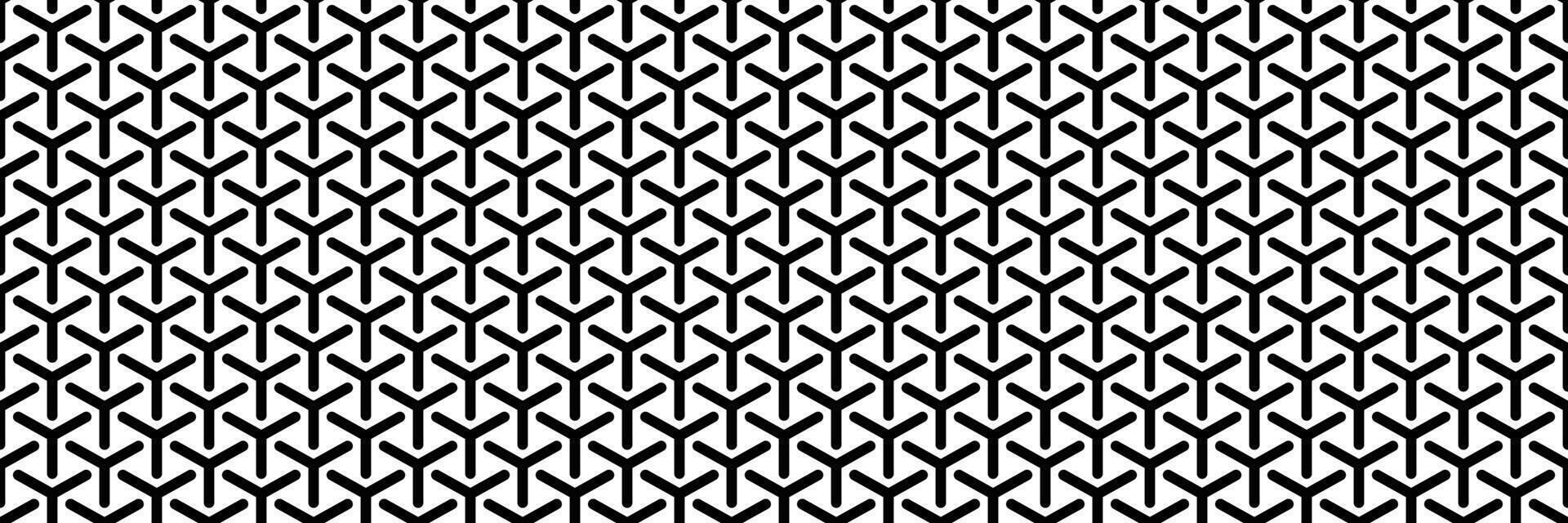 horizontal seamless black three ways line pattern on white for background and design. vector