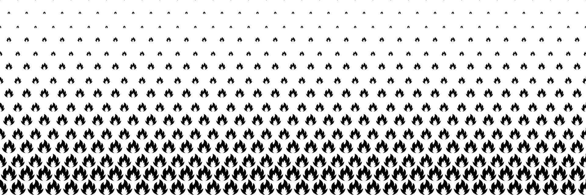 horizontal halftone of black fire design for pattern and background. vector