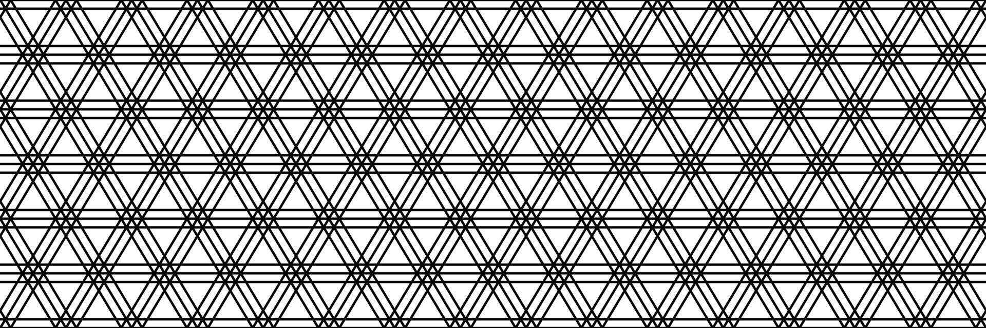 horizontal seamless outline black triangle and hexagon design for pattern and background. vector