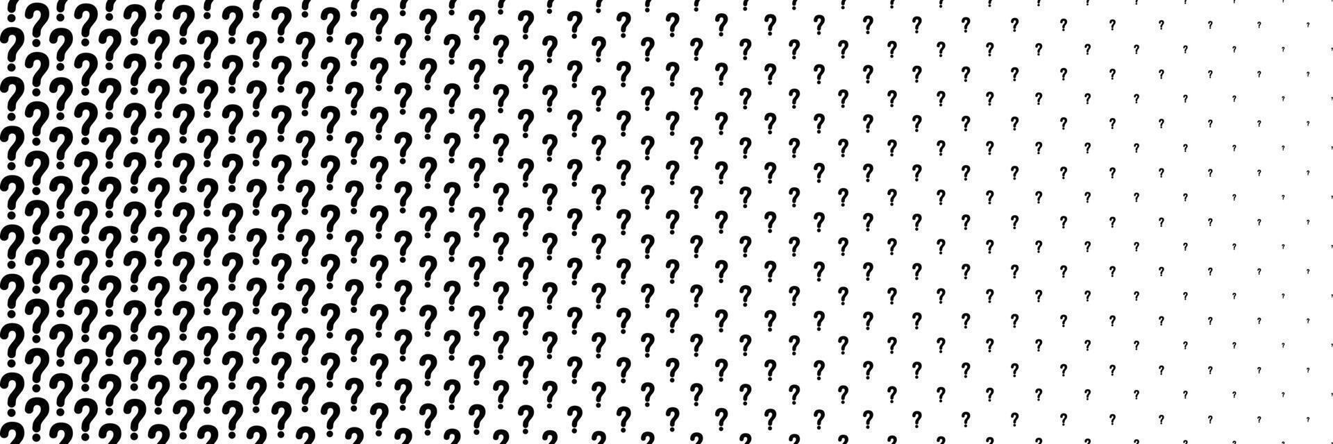 horizontal halftone of black question mark sign for pattern and background. vector