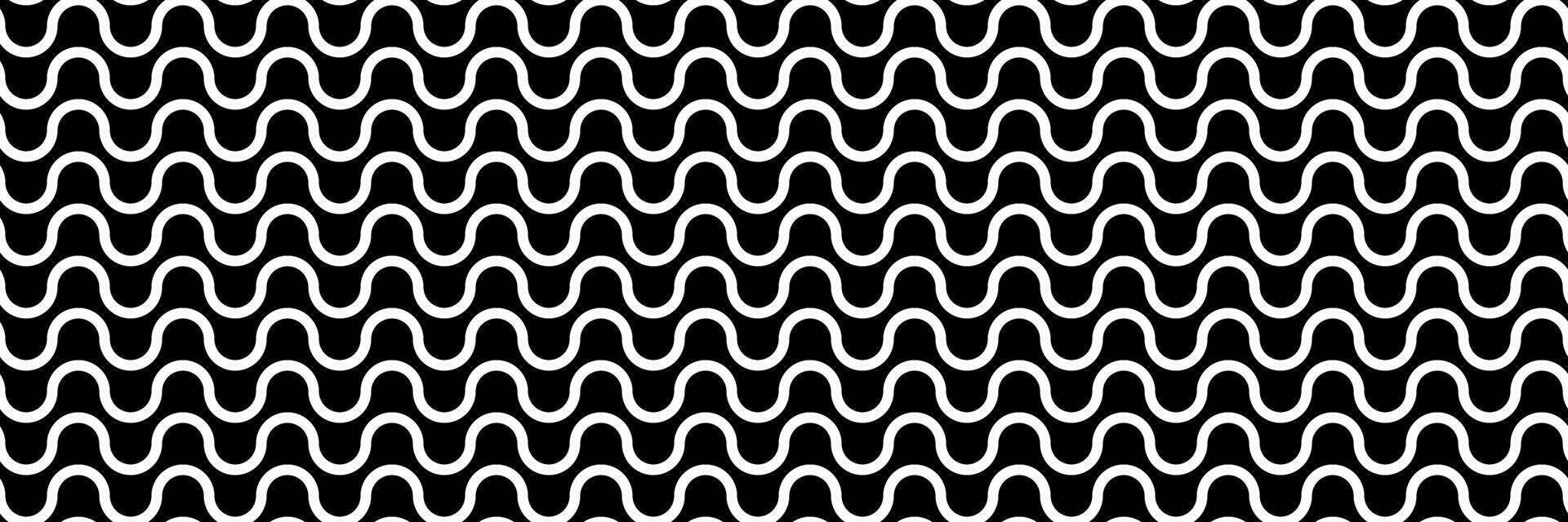 horizontal seamless black and white wavy pattern for design and background. vector