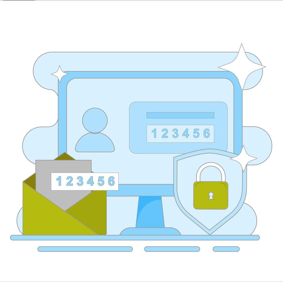 Illustration of Two-Step Verification and OTP for Secure Login to Accounts or Apps vector