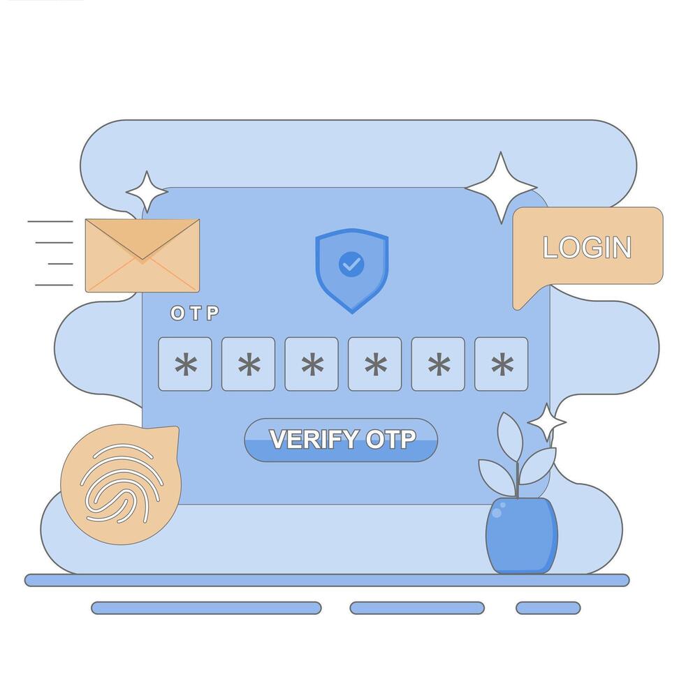 Illustration of Digital Account Security with Two-Step Authentication vector