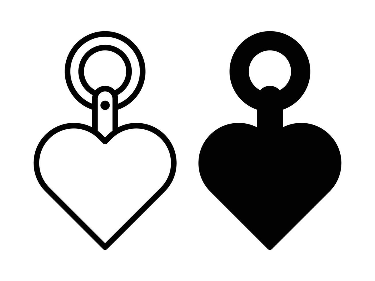 Heart Shape Pendant Design in Two Styles Outline and Solid Fill Images vector