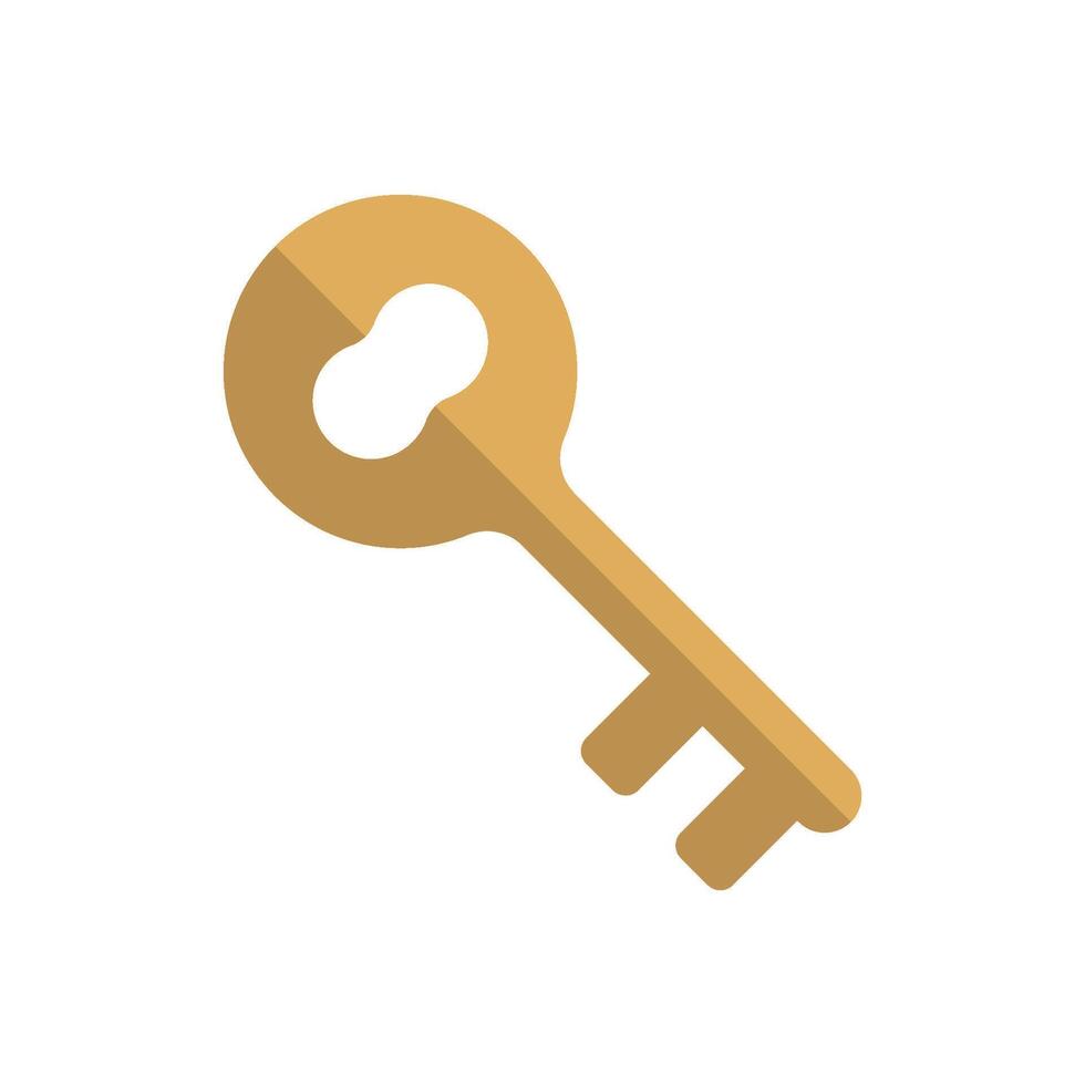 Key icon in detailed color for privacy, identity, and secure entry themes. vector