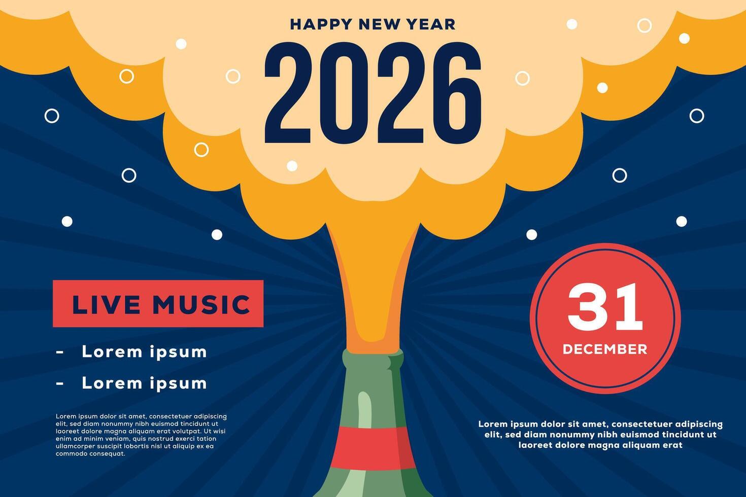 happy new year 2026 background in flat style design vector