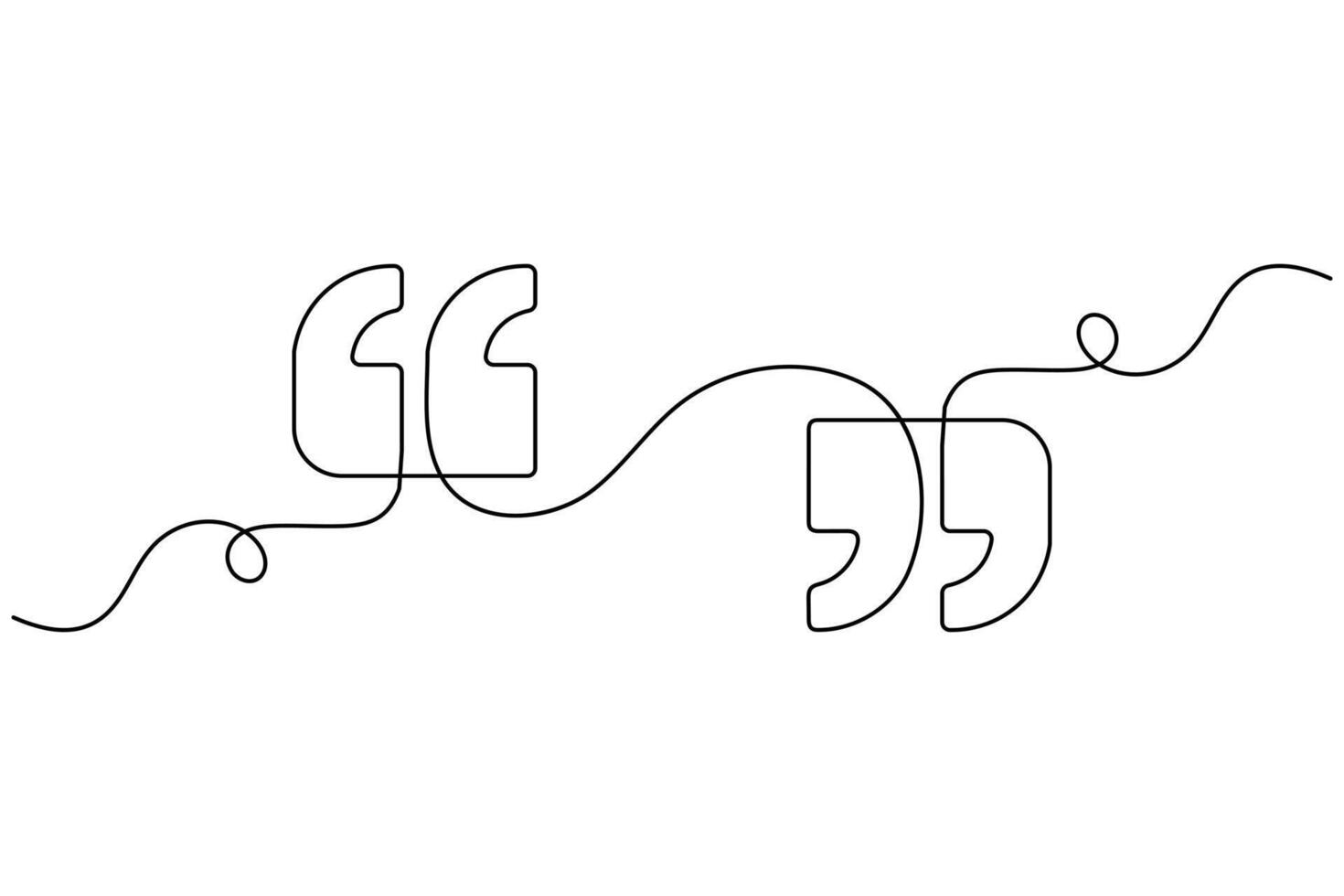 Abstract single line art quote mark minimal sketch design vector