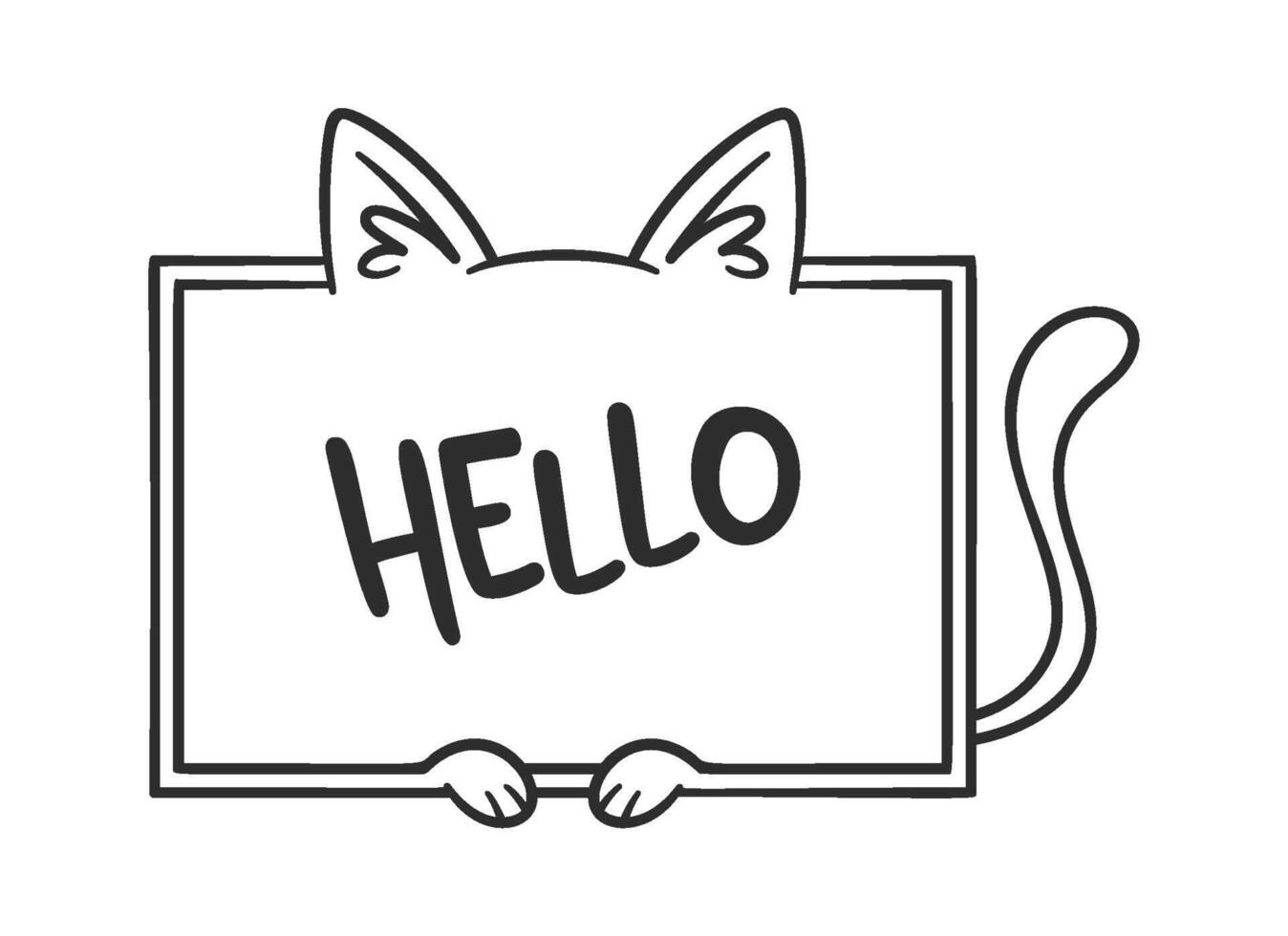 Hello square frame cat design vector