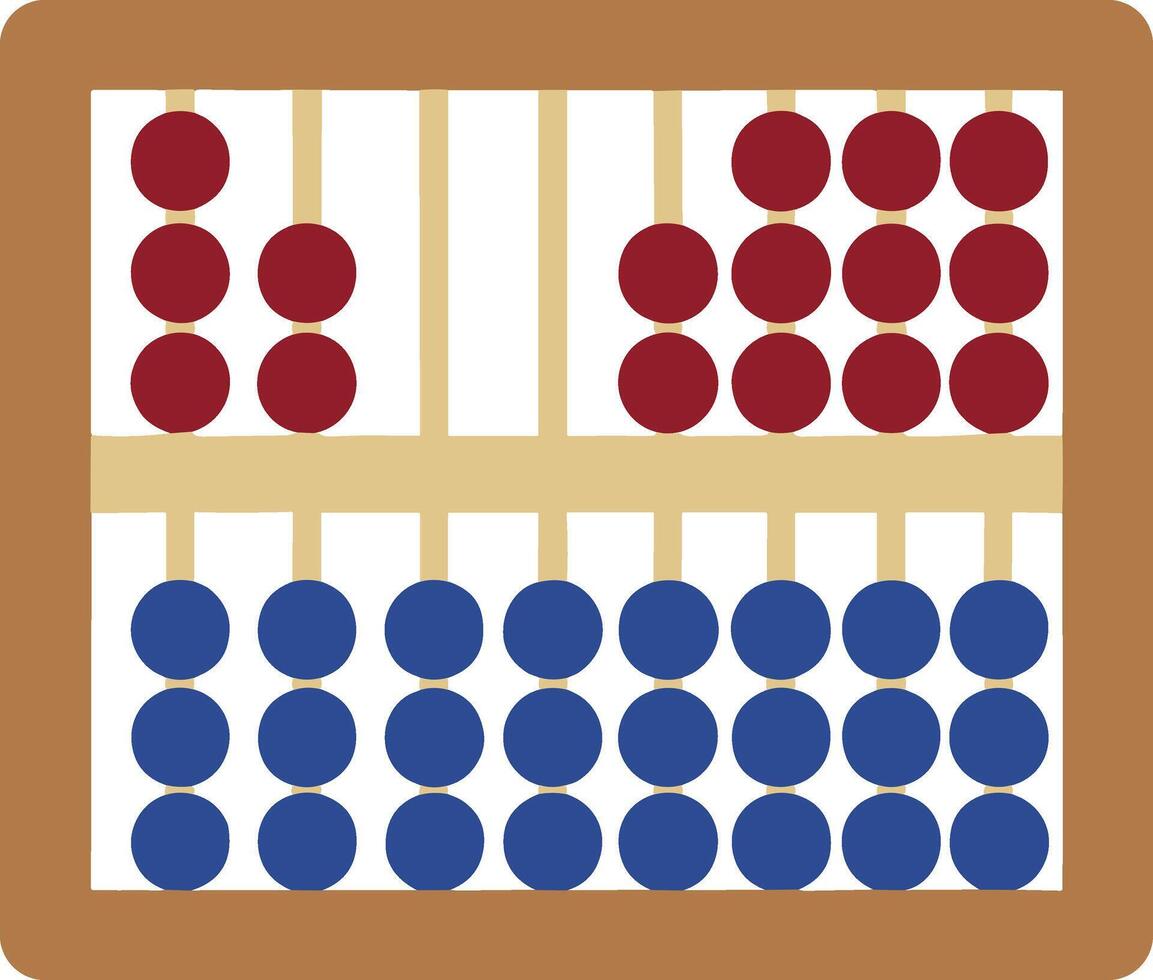Flat Illustration Brown Frame Abacus Calculating Tool for Mathematical Education vector