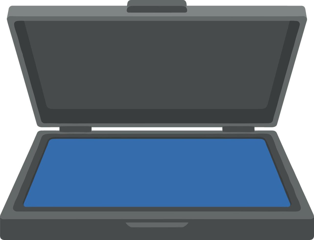 Simple Flat Scanner Machine with Open Lid for Document Digitization vector