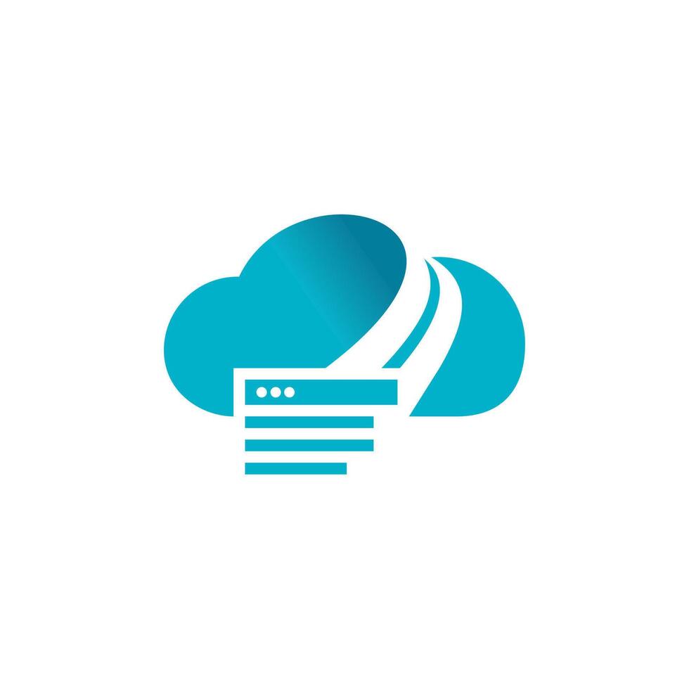 Abstract Cloud and Data Pathway Symbol on White Background vector