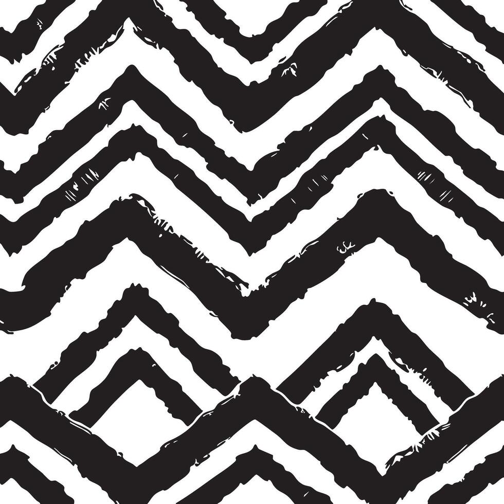 Black And White Brush Stroke Zigzag Pattern Seamless Background abstract vector