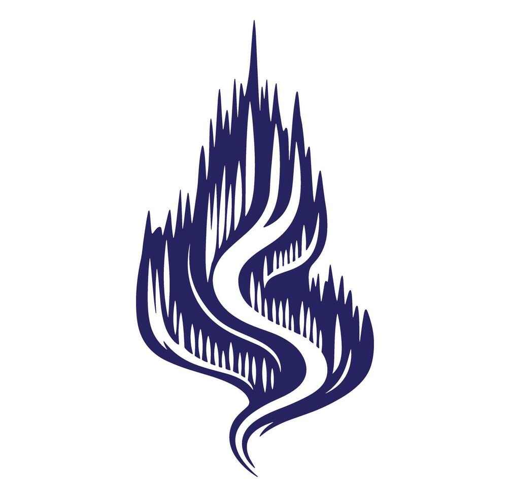 Stylized abstract illustration of a blue flame with sharp edges on a white background vector
