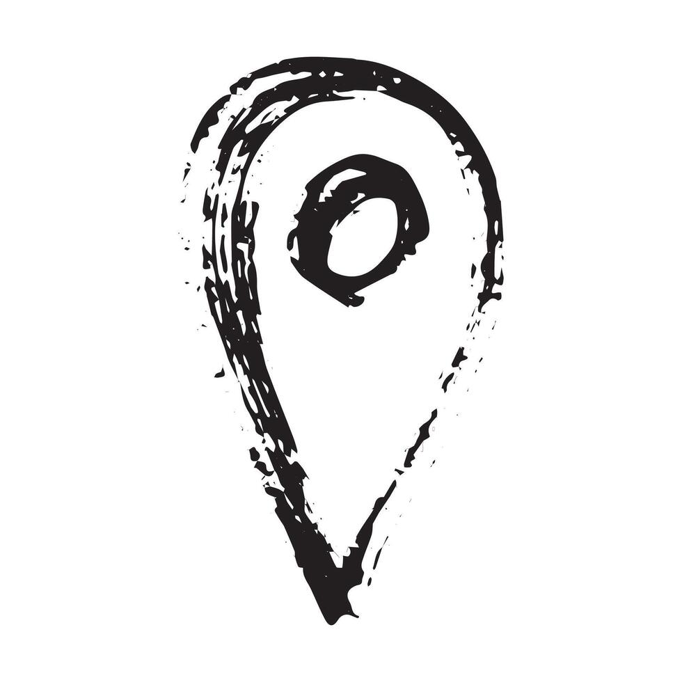 geolocation Hand drawn map pin Map marker pointer sign GPS and mapping tools Location pin symbol Pinpoint clipart in doodle style Single element for web, design vector