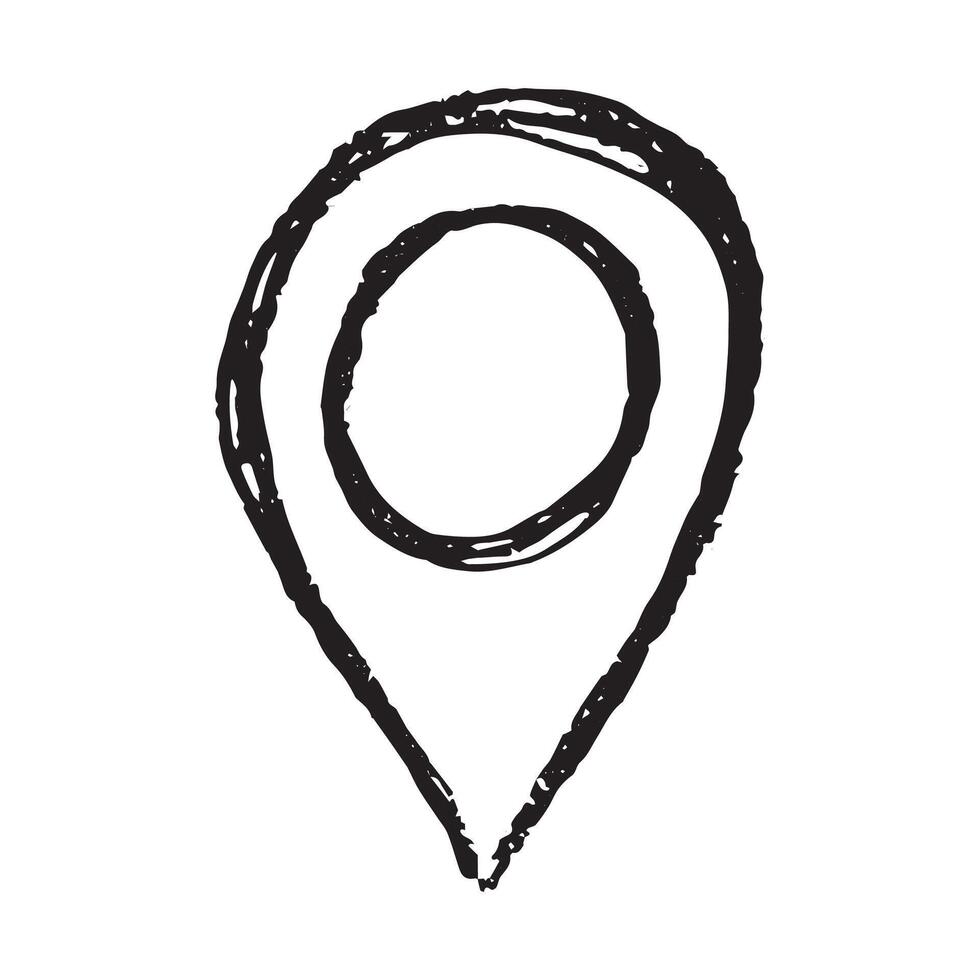 place Hand drawn map pin Map marker pointer sign GPS and mapping tools Location pin symbol Pinpoint clipart in doodle style Single element for web, design vector