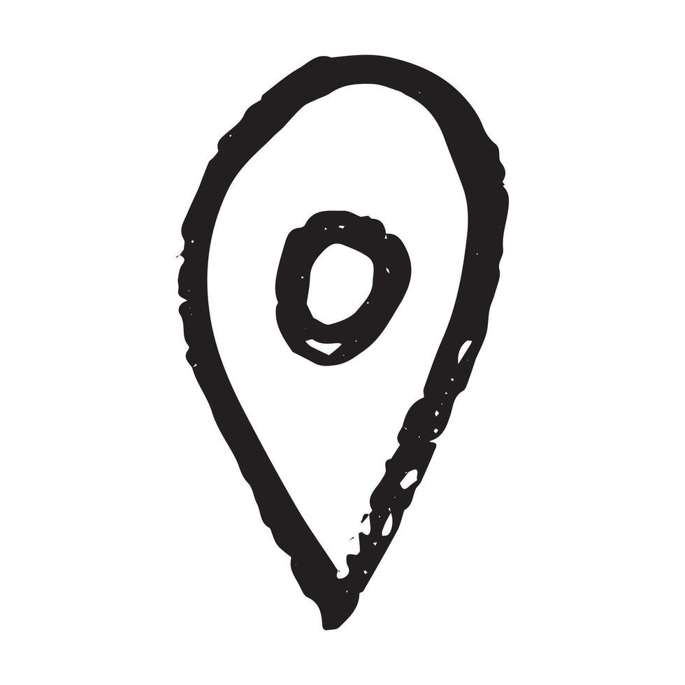 travel Hand drawn map pin Map marker pointer sign GPS and mapping tools Location pin symbol Pinpoint clipart in doodle style Single element for web, design vector