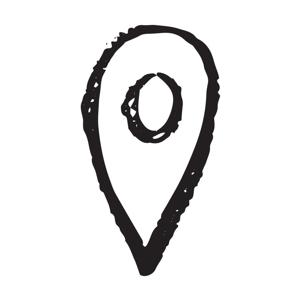 pinpoint Hand drawn map pin Map marker pointer sign GPS and mapping tools Location pin symbol Pinpoint clipart in doodle style Single element for web, design vector