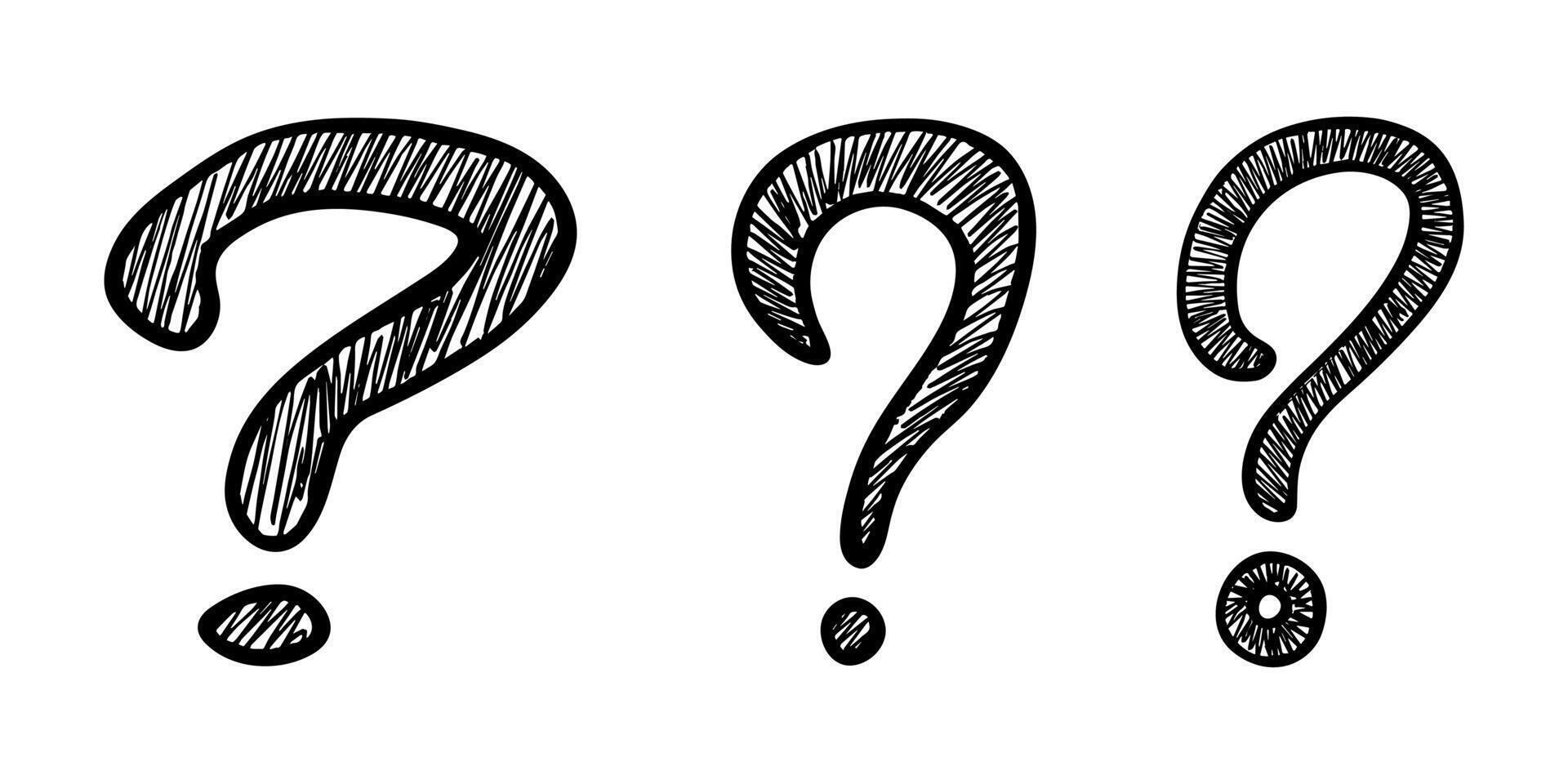 info warning Set of hand drawn question mark clipart Single element for design vector