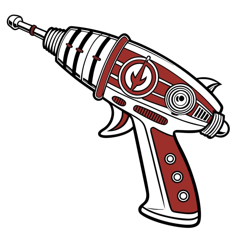 Blast Off to Adventure with this Retro Ray Gun Illustration, A Classic Sci-Fi Design, Perfect for Nostalgic Projects and Futuristic Fun vector