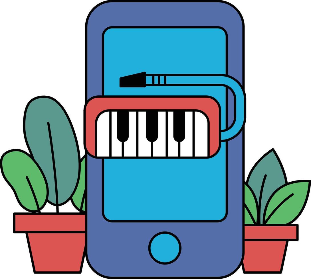 A phone with a keyboard on it vector