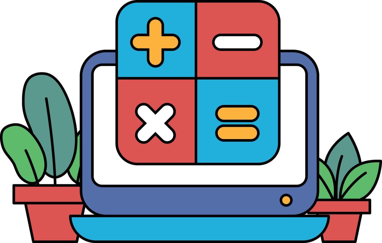 A computer screen with a red, blue and green box with a plus sign and an x vector