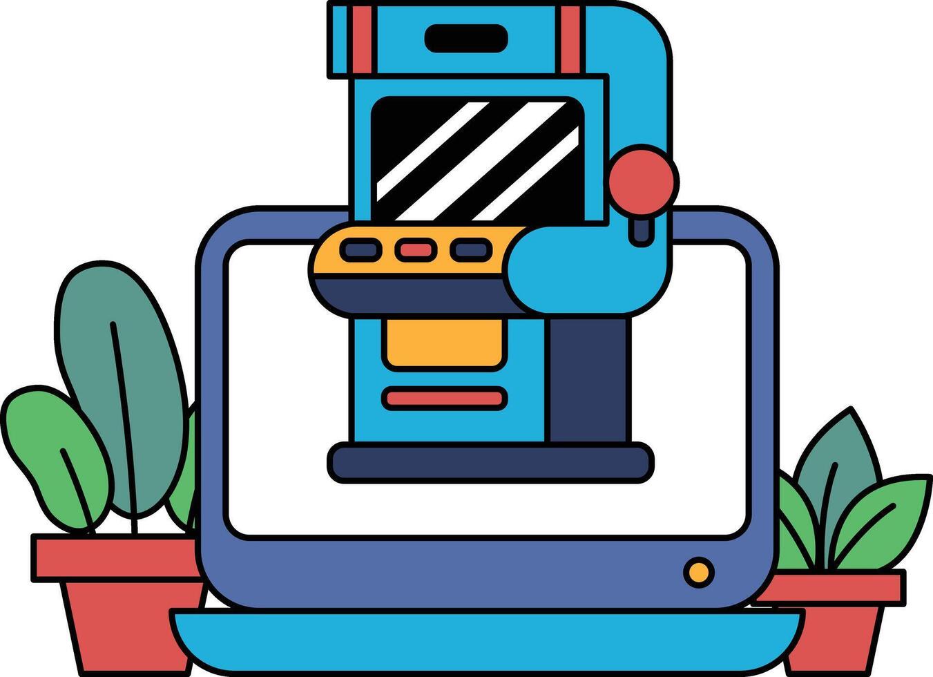 A computer monitor with a game machine on it vector