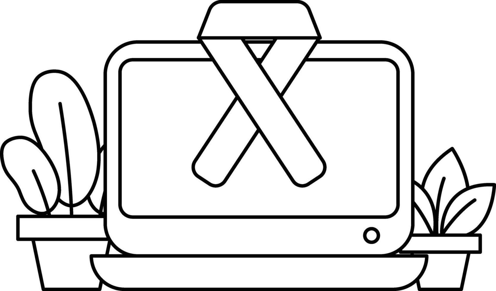 A computer monitor with a ribbon on it vector