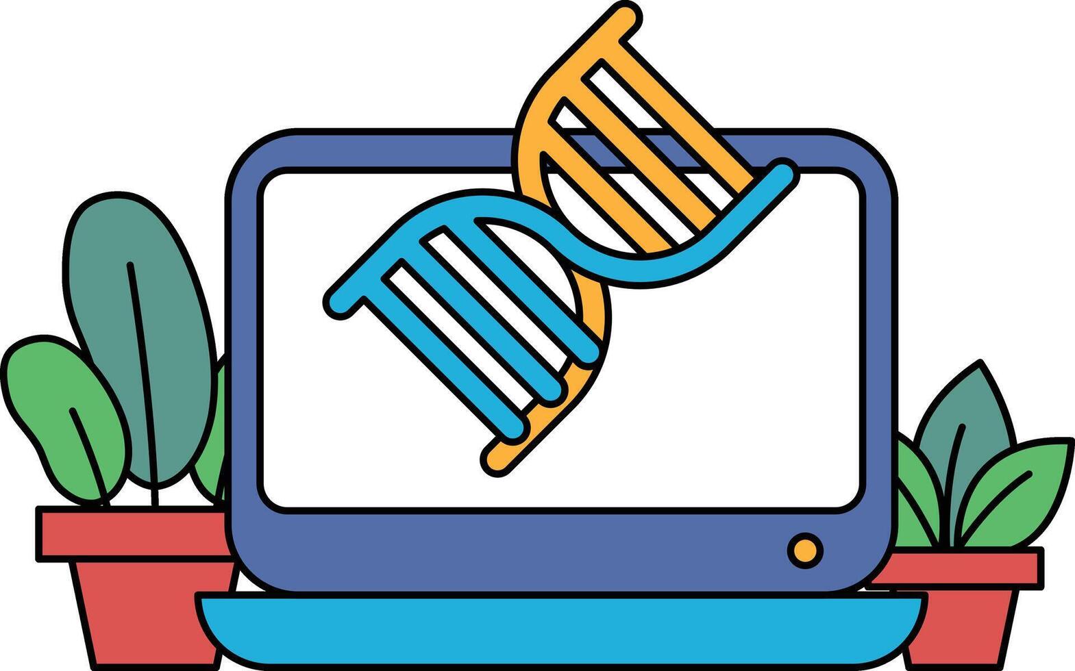 un computadora monitor con un adn hebra en eso vector