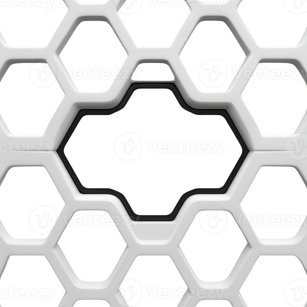 White hexagonal grid pattern with 3D effect, geometric abstract background, modern minimal design, futuristic structure, clean lines, symmetry, and negative space create calm and sophisticated png