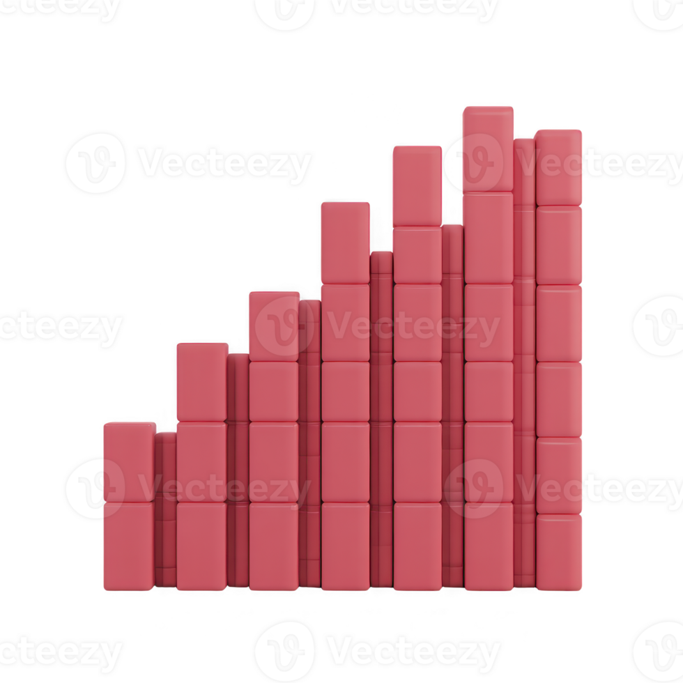 rot Block Bar Graph 3d Illustration isoliert auf Transparenz Hintergrund geometrisch gestalten modern Design Daten Visualisierung Wachstum Konzept minimal Stil png