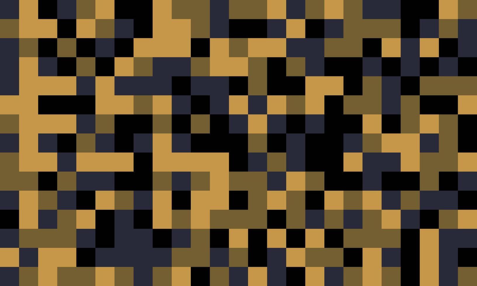 Abstract pixel art background. Gold, black, and gray squares create a dynamic, textured pattern ideal for website banners, tech designs, or modern art projects. vector