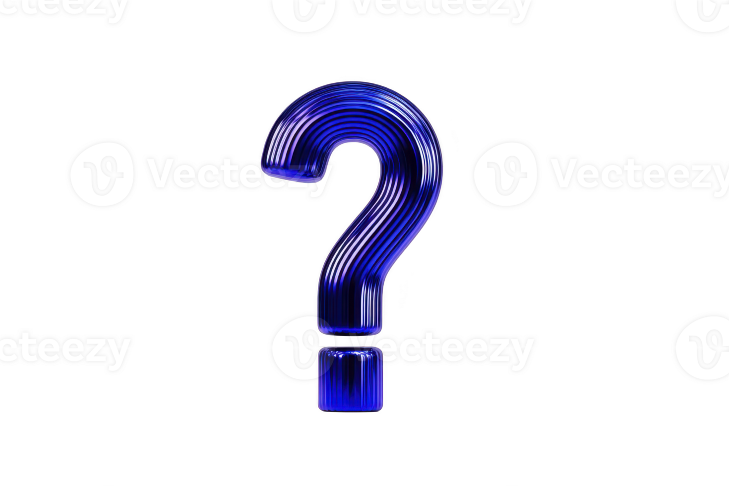 Blue question mark shiny metallic style isolated on transparent background symbolizing curiosity inquiry and uncertainty suitable for web design education and creative projects png